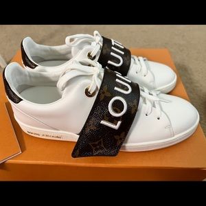 Louis Vuitton Frontrow Monogram Strap white sneakers shoes Authentic Size 7
